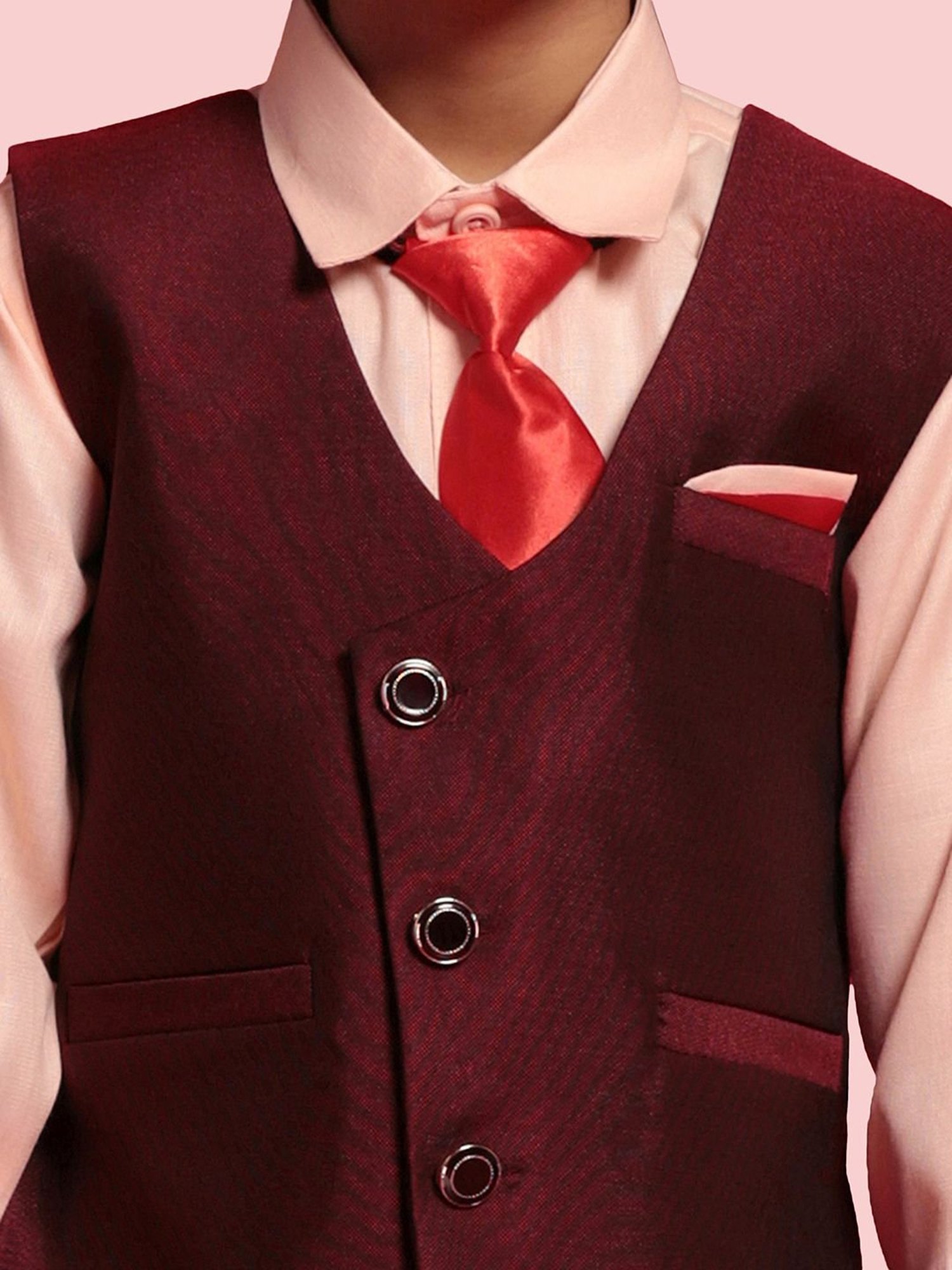 AJ Dezines Kids Maroon & Pink Regular Fit Full Sleeves Shirt Set