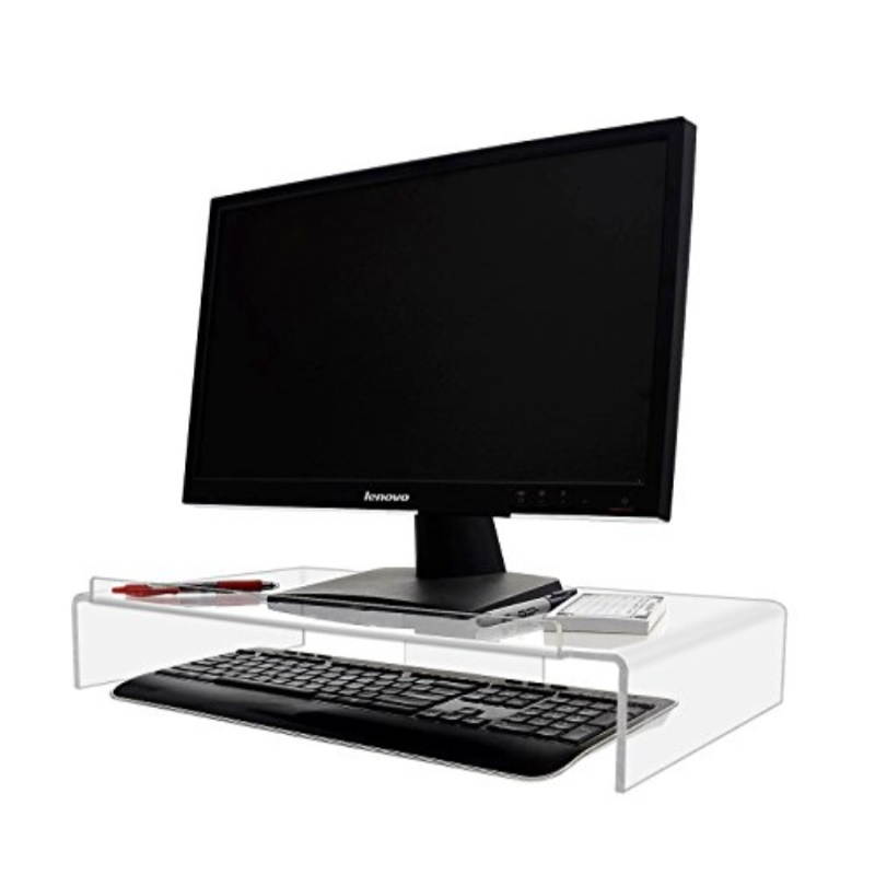 kantek acrylic monitor stand with keyboard storage, holds up to 50 pounds, 21.25-inch wide x 11.9-inch x 3.4-inch, clear (ams30