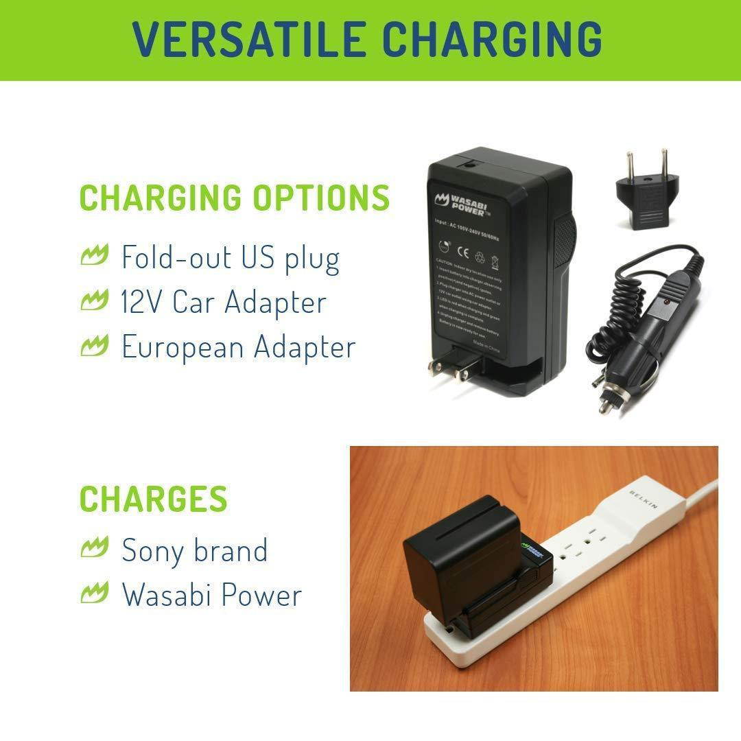 Wasabi Power Battery (2-Pack) and Charger for Sony NP-F975, NP-F970, NP-F960, NP-F950