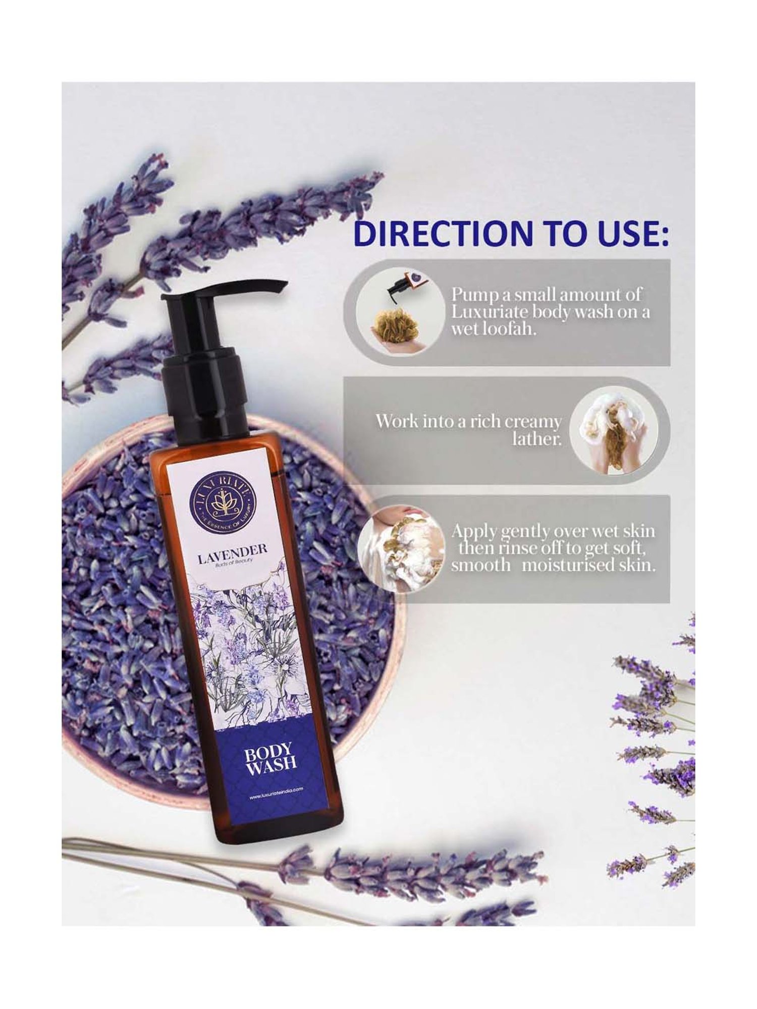 Luxuriate Lavender Buds of Beauty Fresh Body Wash Shower Liquid - 200 ml