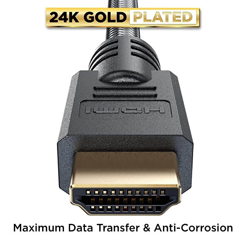 4K HDMI Cable 3 ft | High Speed Braided Nylon Gold Connectors 4K 60Hz Ultra HD 2K 1080P ARC Compatible | for Laptop Monitor PS5 PS4 Xbox One Fire TV Apple TV More