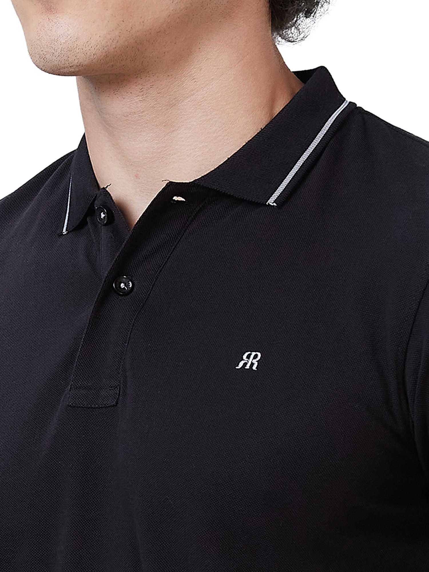 Raymond Black Contemporary Fit Polo T-Shirt