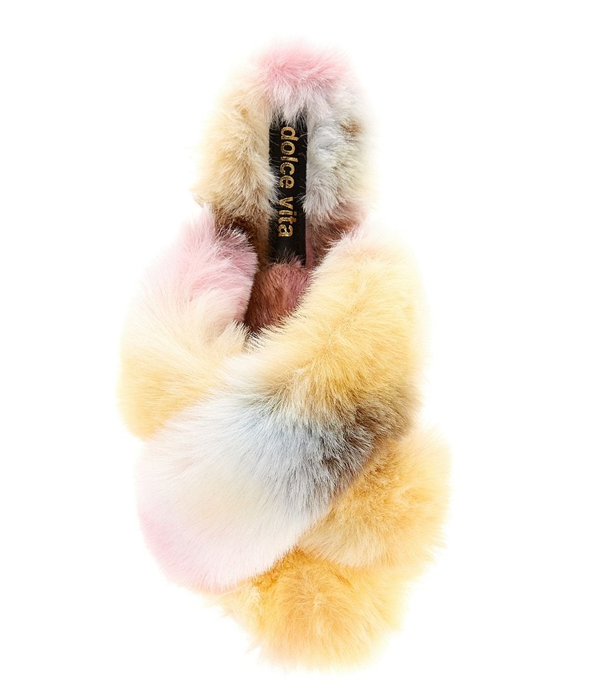 Dolce Vita Pillar Faux Fur Tie-Dye Cross Band Slides