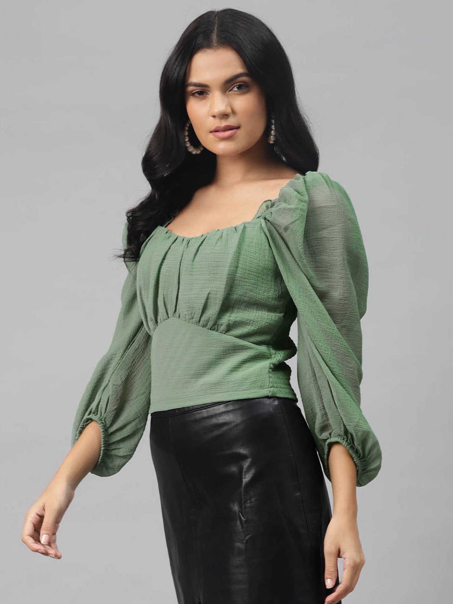 Melon by PlusS Sea Green Regular Fit Top