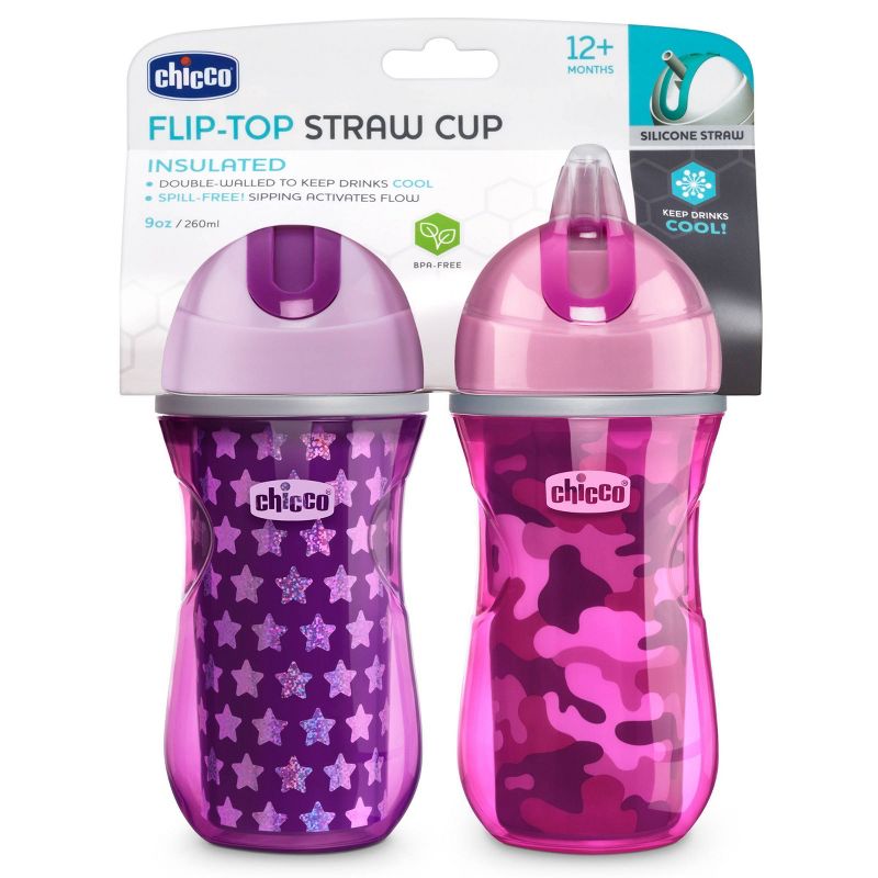 Chicco Insulated Flip-Top Straw Cup - 9oz 12m+ Pink