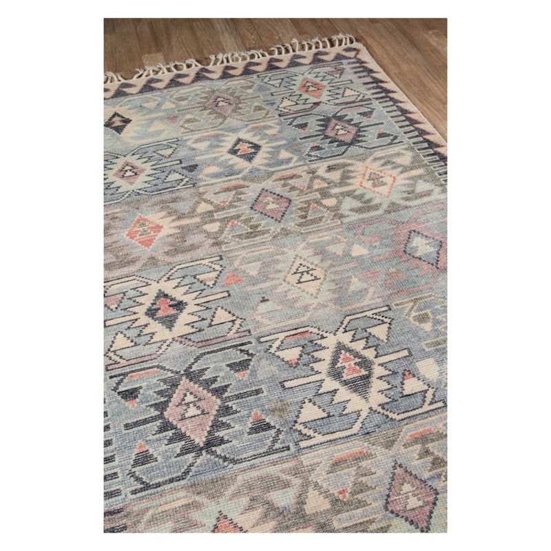 2'x3' Geometric Design Knotted Accent Rug Blue - Momeni