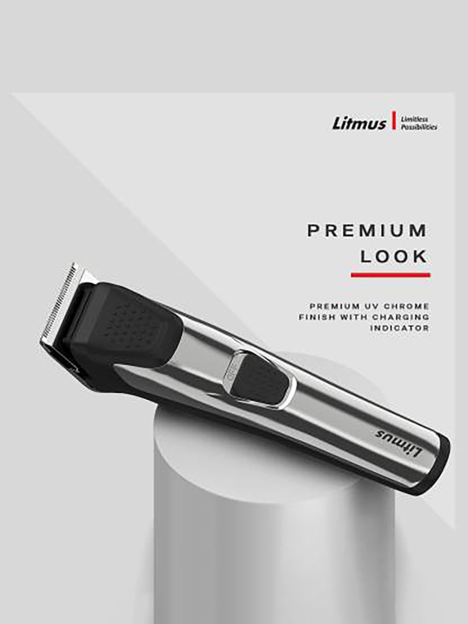 Litmus Precision PT-101 3W Corded and Cordless Trimmer for Men (Silver/Black)