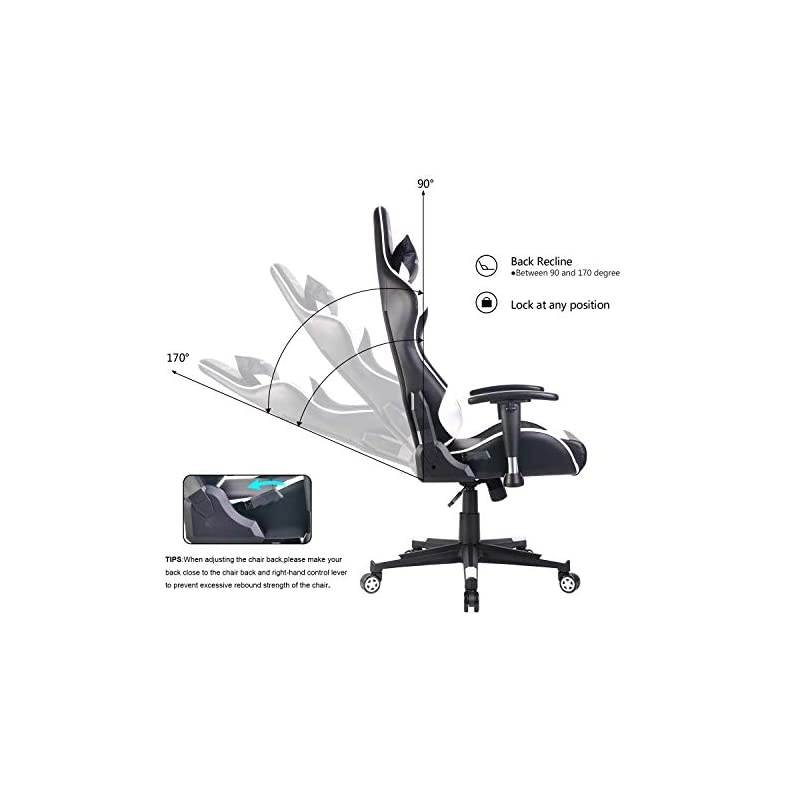 Chair Massage Office Chair High Back Computer Chair Leather Desk Chair Racing Executive Ergonomic Adjustable Swivel Task Chair with Headrest and Lumbar Support,White
