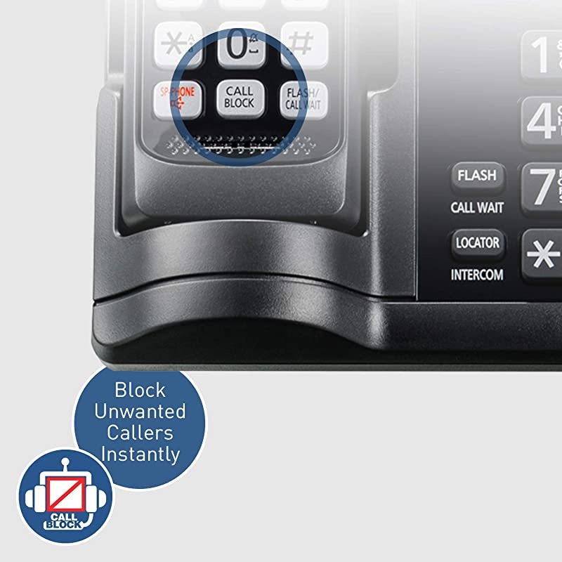 Cordless Phone System with Answering Machine, One-Touch Call Block, Enhanced Noise Reduction, Talking Caller ID and Intercom Voice Paging - 4 Handsets - KX-TGF544B (Black)