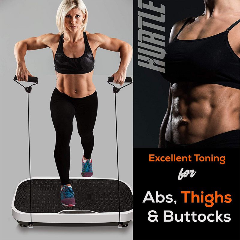 Hurtle HURVBTR36 Vibration Platform Machine Plate Trainer Board with Resistance Bands for Home Body Exercise Workout and Fitness Training, Black