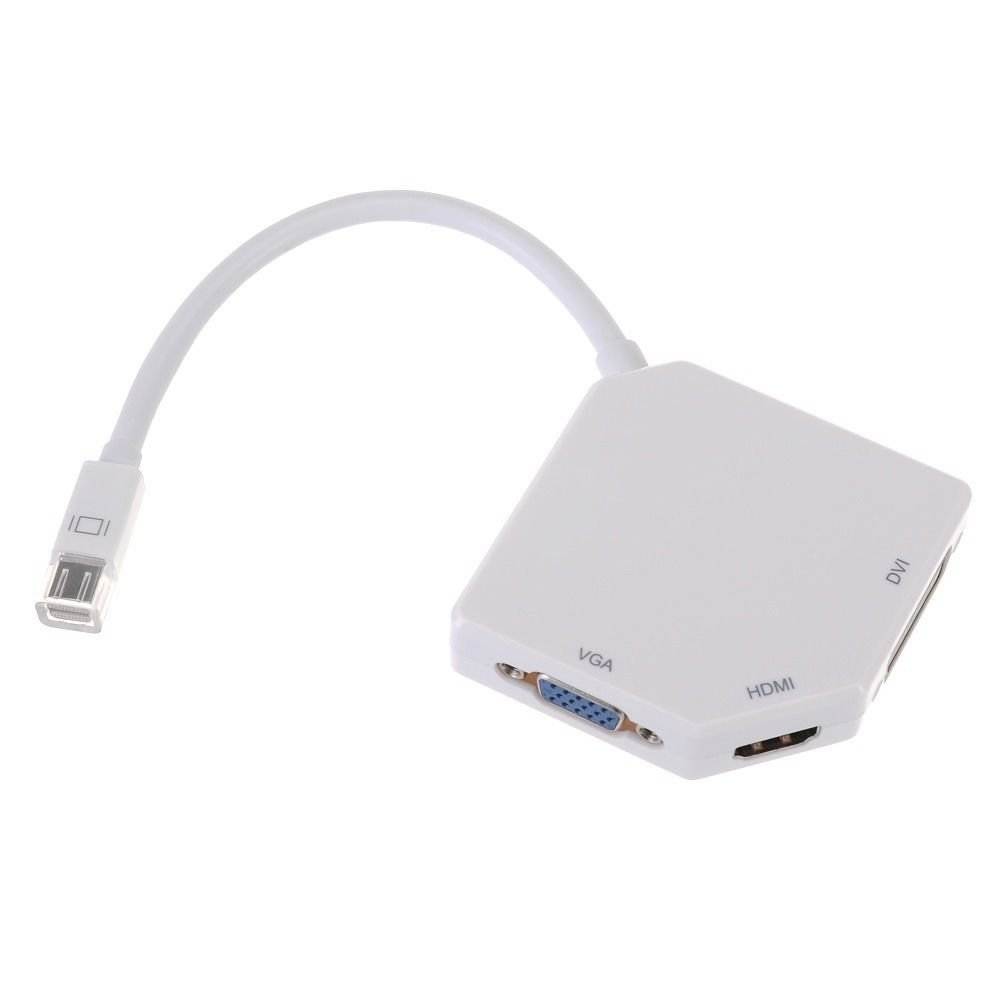 Ultimate 3-in-1 Mini DP (Thunderbolt) to HDMI, DVI, VGA Adapter, Compact 1080p Mini Display (mDP) Converter for Macbook Pro Surface Pro Series
