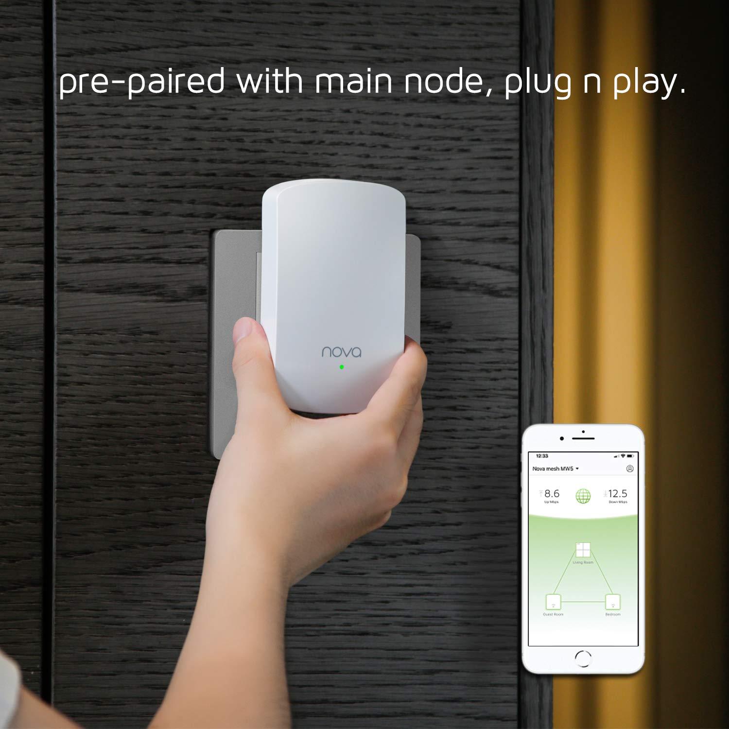 Tenda Nova Whole Home Mesh WiFi System - Replaces Gigabit AC WiFi Router and Extenders, Dual Band, Works with  Alexa, Built for Smart Home, Up to 3, 500 Sq. ft. Coverage (MW5 3-PK).