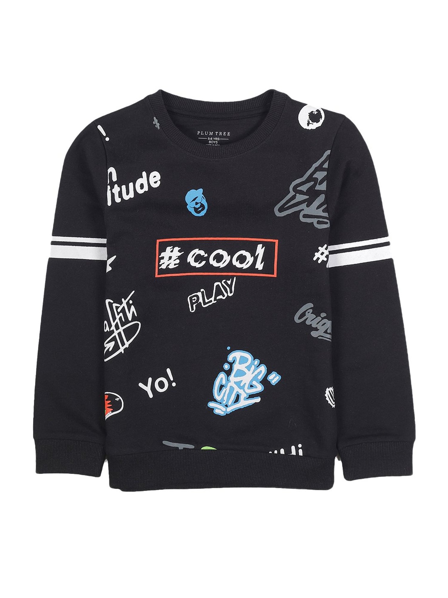 Plum Tree Kids Black Printed Sweatshirt