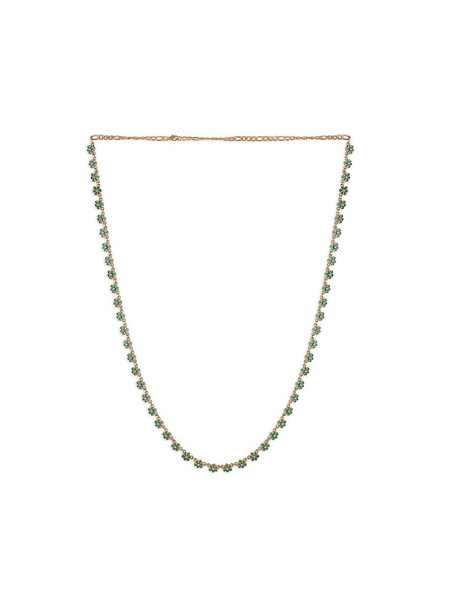 Zaveri Pearls Green Enamel Tiny Flowers Contemporary Kamarbandh-ZPFK16004