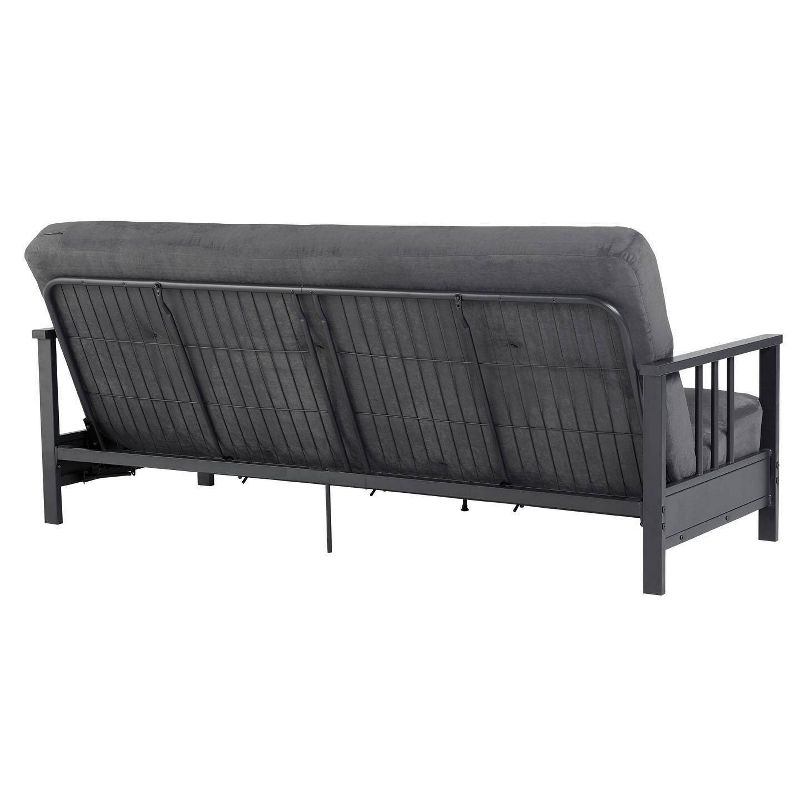 Full Harlow Metal Arm Futon Black/Gray - Room & Joy