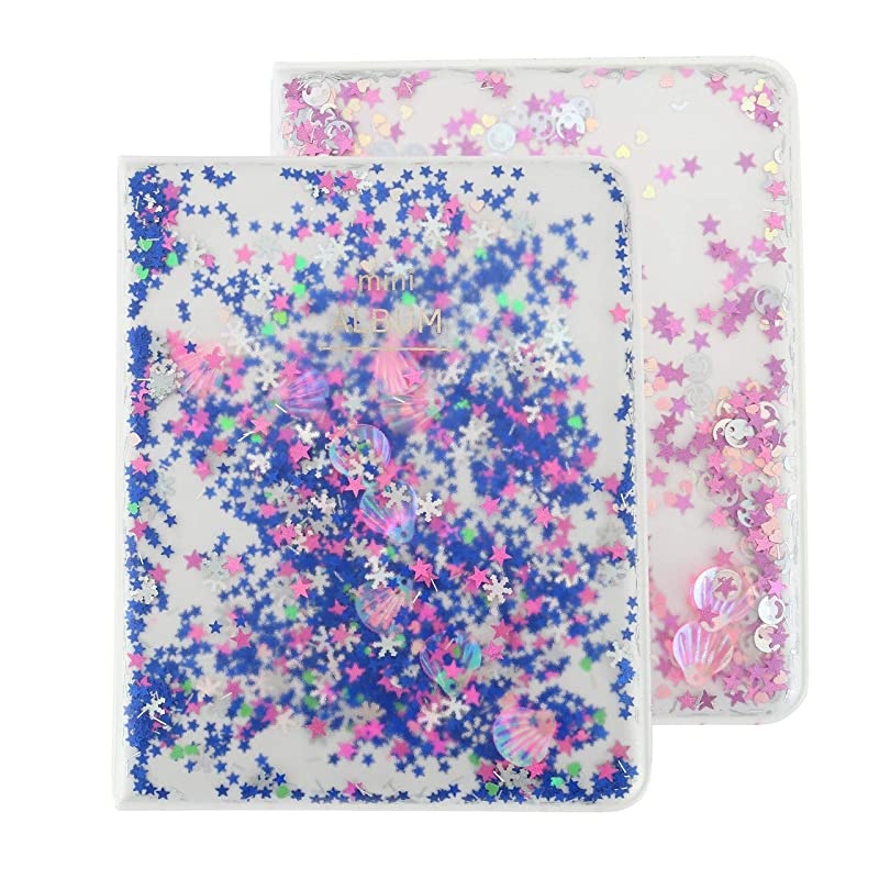 Mini Photo Album 2 Pack 64 Pockets Shell Album for Fujifilm Instax Mini 7s 8 8 9 25 26 50s 70 90 Film Polaroid Camera 3inch Film Blue Shell + Pink Shell
