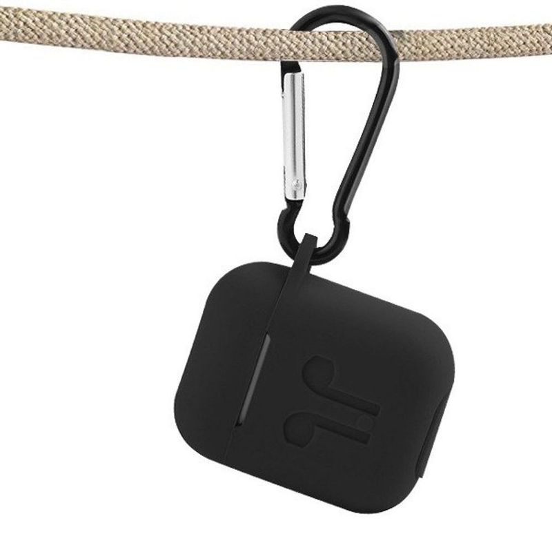 Valor Rubber Soft Silicone Case Cover w/ Hookups Compatible with Apple AirPods/AirPods 2, Black