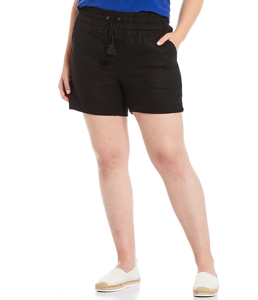 Westbound Plus Size Drawstring Linen Shorts