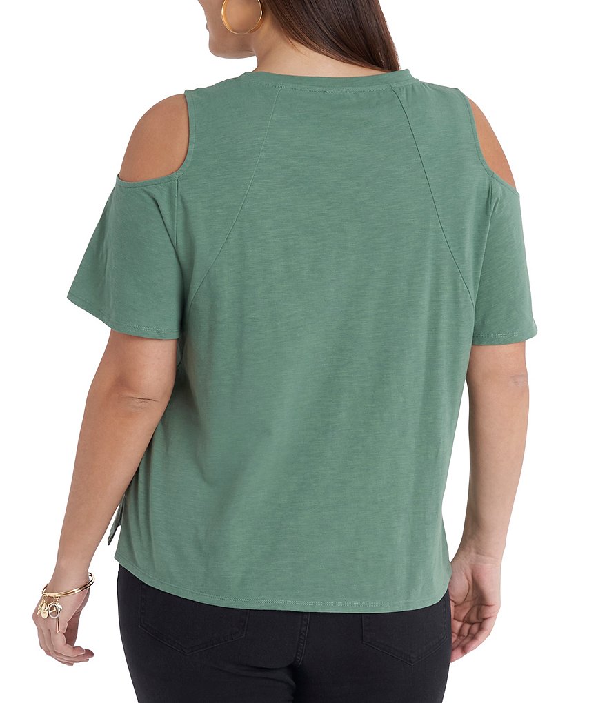Vince Camuto Plus Size Crew Neck Short Sleeve Cold Shoulder Tee