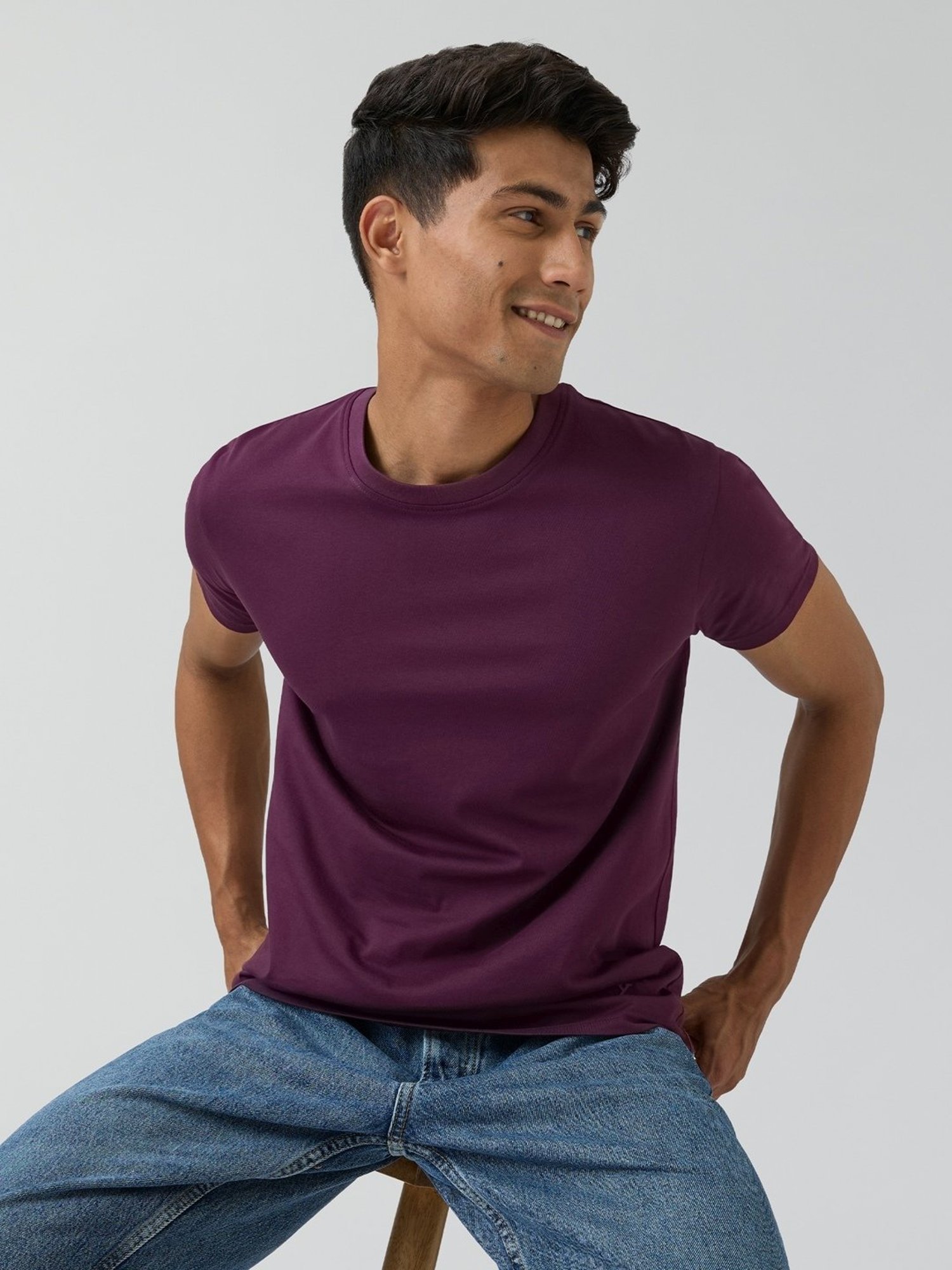 XYXX Plum Red Cotton Regular Fit Polo T-Shirt