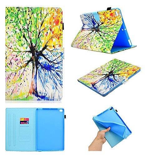 UUcovers iPad 9.7 Inch(iPad 5/6/ 8), Lightweight PU Leather AUTO WAKE/SLEEP Multi Angle Viewing Folio Smart Cover with Stand Case for Apple iPad 6th/5th Gen, iPad Air 1/2-Colorful Tree