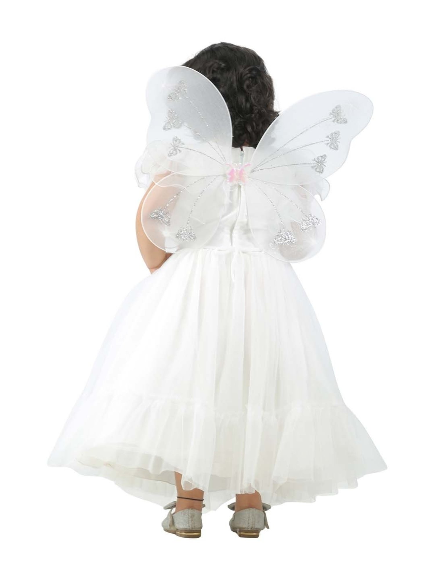 Ahhaaaa Kids White Cotton Sequence Dress
