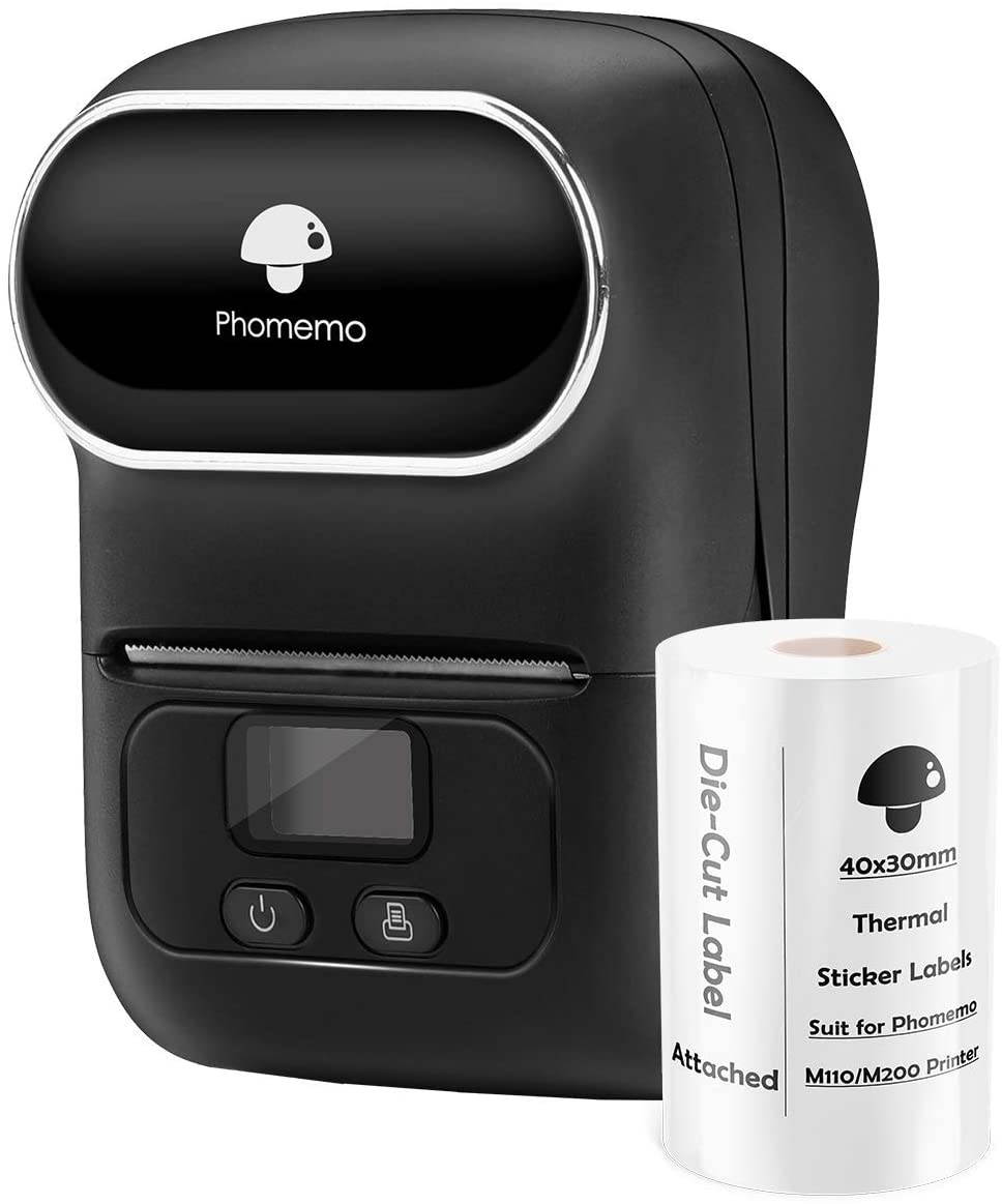 M110 Wireless Thermal Label Printer Portable Bluetooth Label Maker Machine Barcode Printer for iPhone and Android Phones