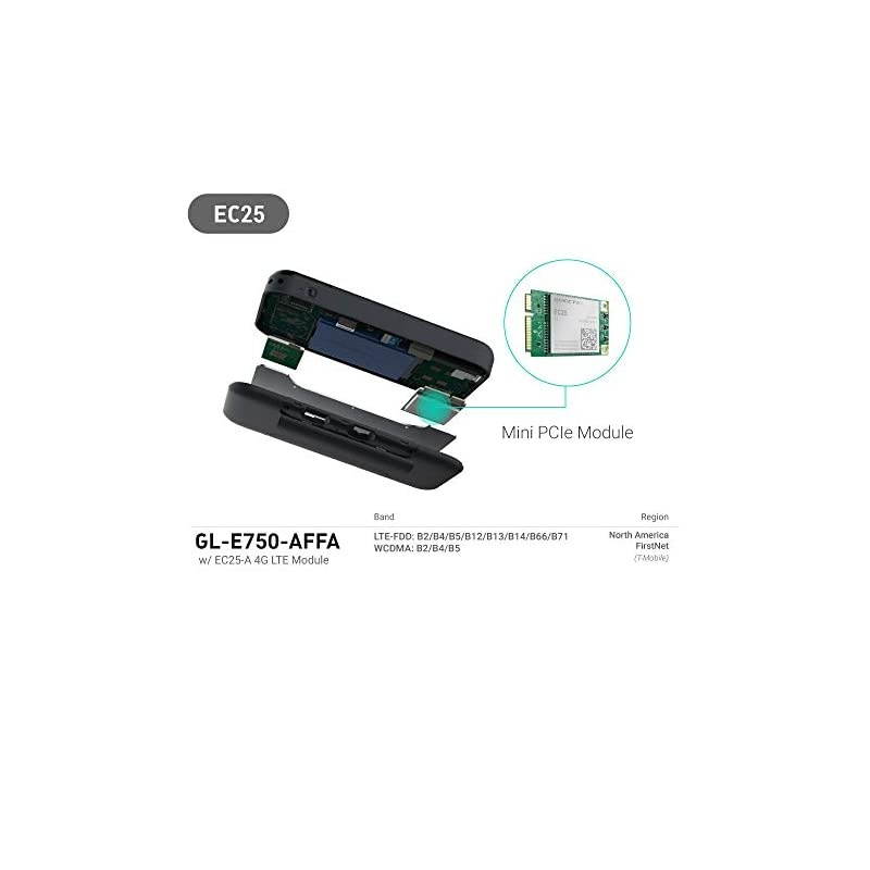 GL-E750 (MUDI) 4G LTE OpenWrt VPN Router, 128GB Max MicroSD, 7000mAh Battery, OpenVPN, WireGuard, Tor, a Router That You can Program (EC25-AFFA Module Installed), for NA use only