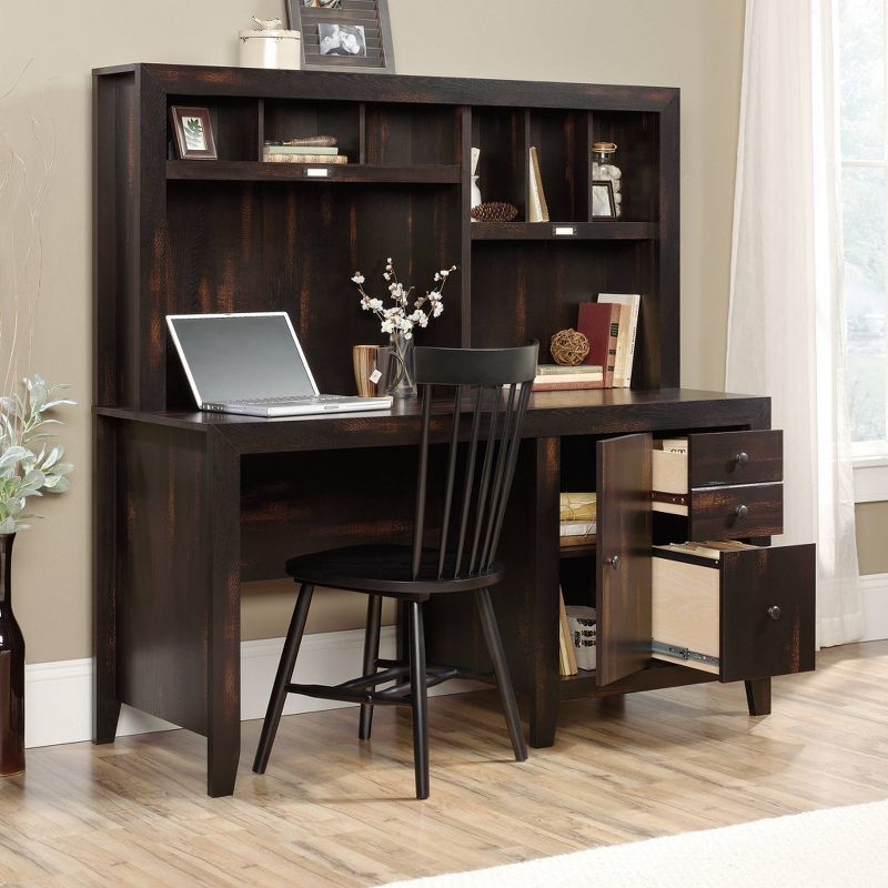 Dakota Pass Computer Desk with Hutch Light Brown - Sauder