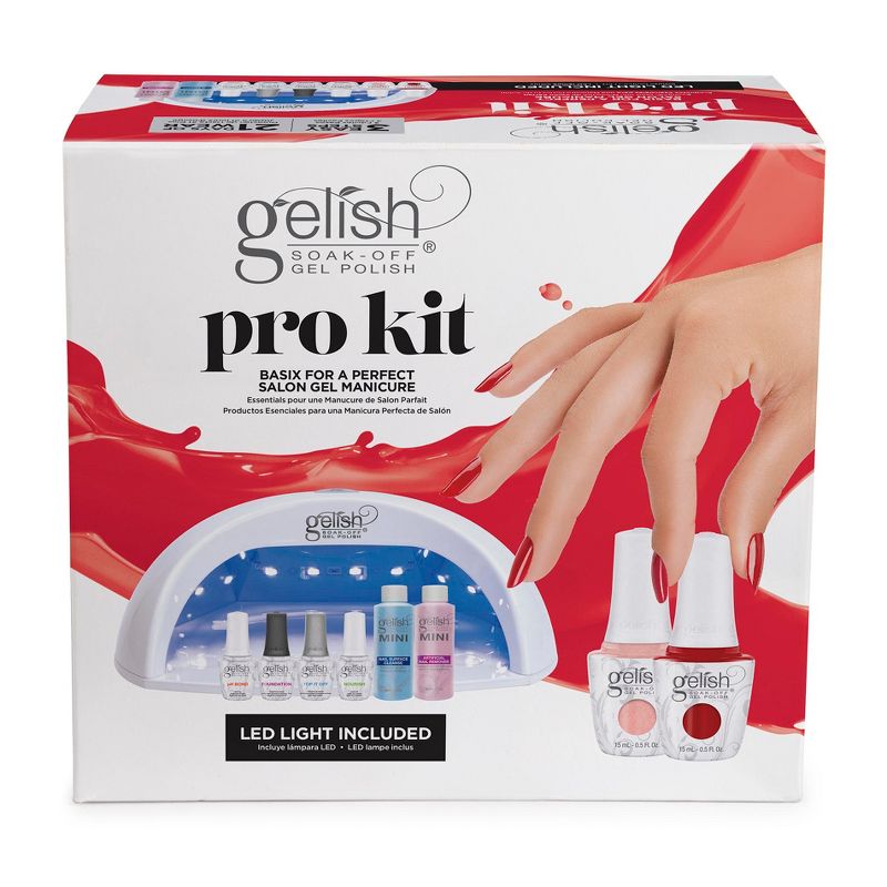 Gelish Pro Kit Bundle with Salon 18G LED Professional Gel Polish Curing Light Lamp, Basix Kit, Soak Off Remover, and 9mL Feel the Vibes Collection