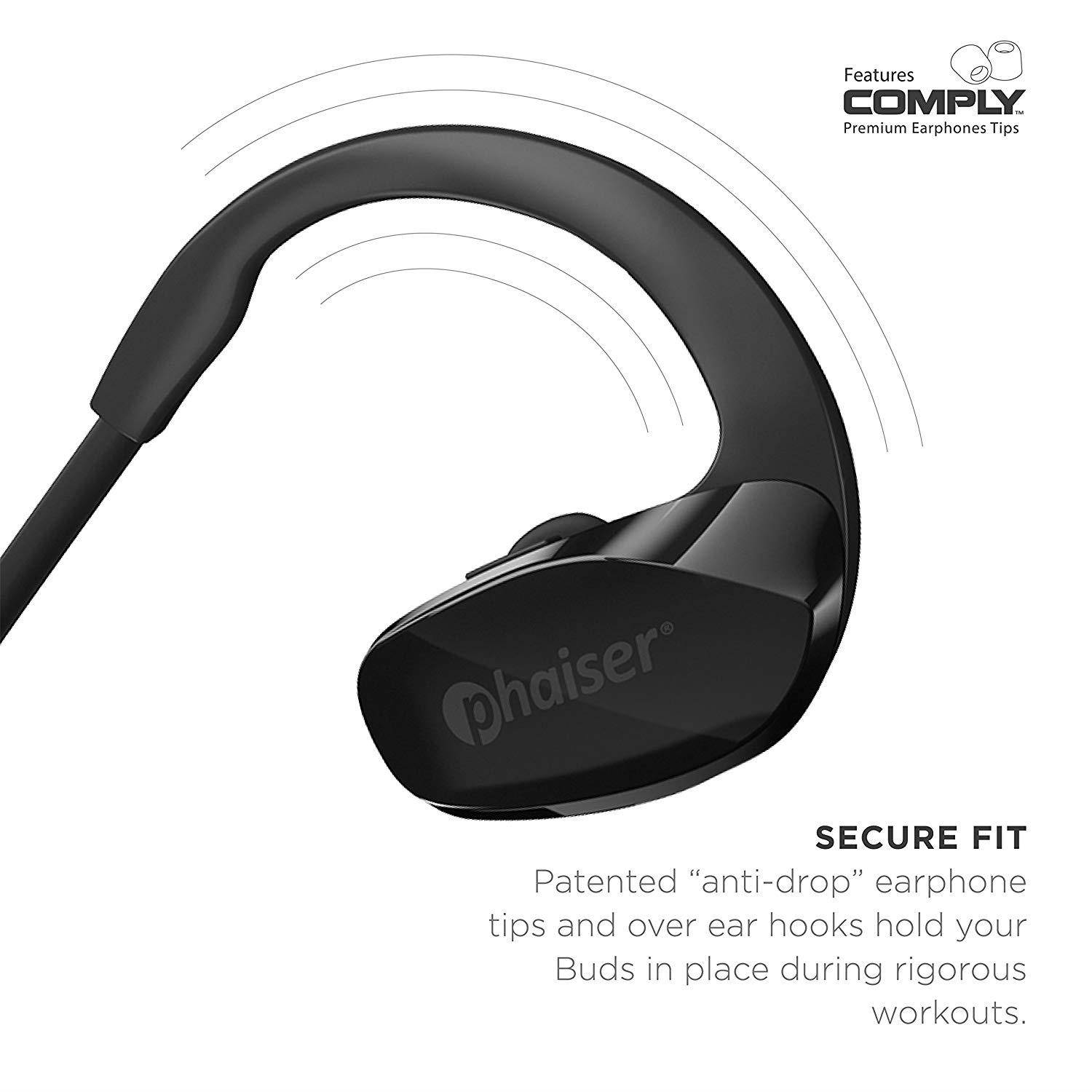 Phaiser BHS-530 Bluetooth Headphones for Running, Wireless Earbuds for Exercise or Gym Workout, Sweatproof Stereo Earphones, Durable Cordless Sport Headset w\ Mic