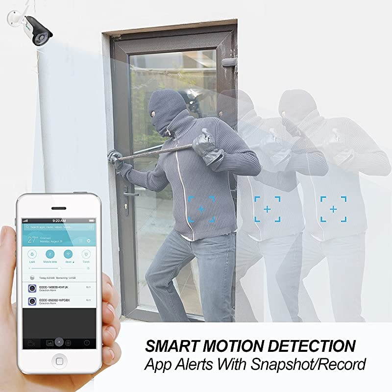 WiFi Wireless Security Camera Outdoor,  Full HD 1080P Home Security Surveillance IP Camera, IP66 Waterproof, Night Vision, Motion Detection, Support Max 64GB SD Card(Not Included)