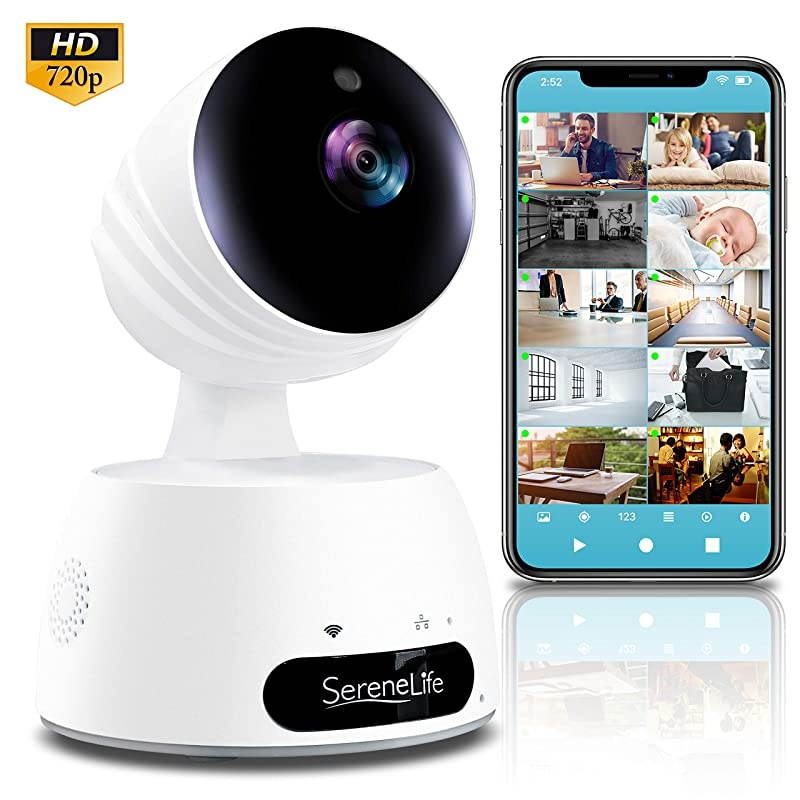 Indoor Wireless IP Camera-HD 720p Network Security Surveillance Home Monitoring w/ Motion Detection, Night Vision,PTZ,2 Way Audio, iPhone Android Mobile App-PC WiFi Access- IPCAMHD30,White