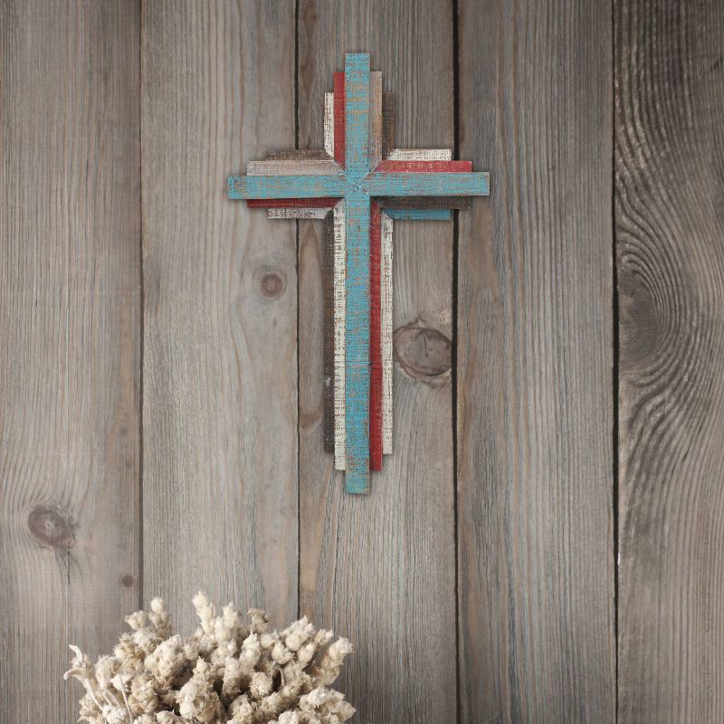 14.4" x 8.5" Rustic 3D Wooden Wall Cross - Stonebriar Collection