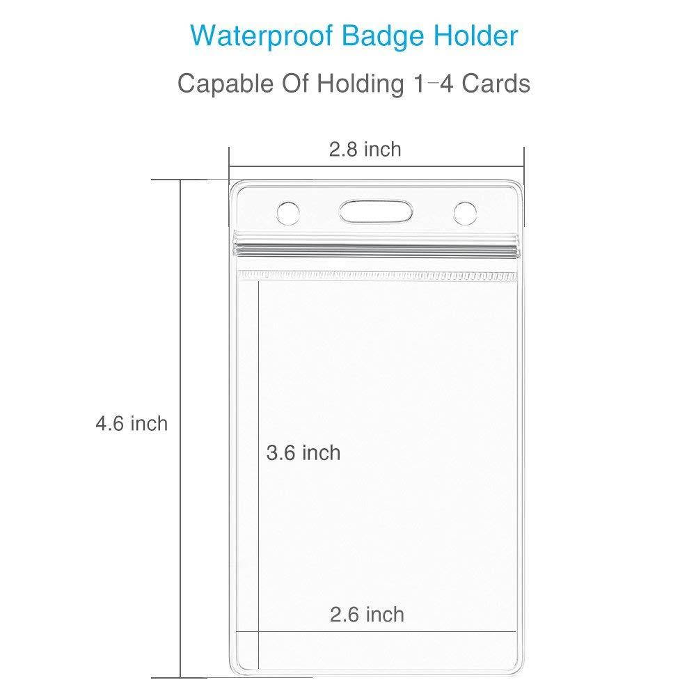 Pawfly Retractable Badge Reel with Heavy Duty Clear Vertical ID Card Badge Holder, Carabiner Belt Clip Split Ring and 27" Cord, Pack of 10