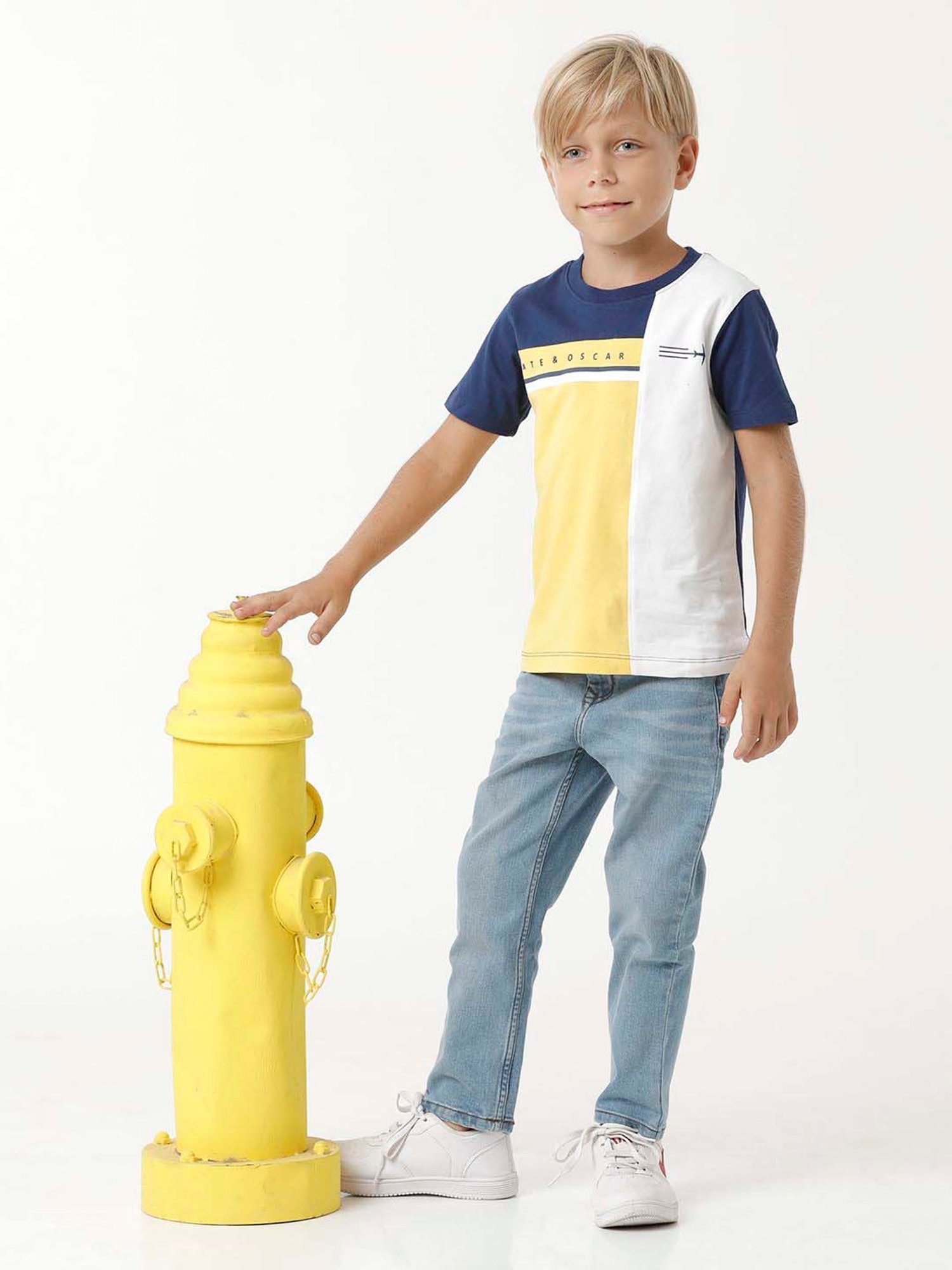 Kate & Oscar Kids Multicolor Cotton Color Block T-Shirt