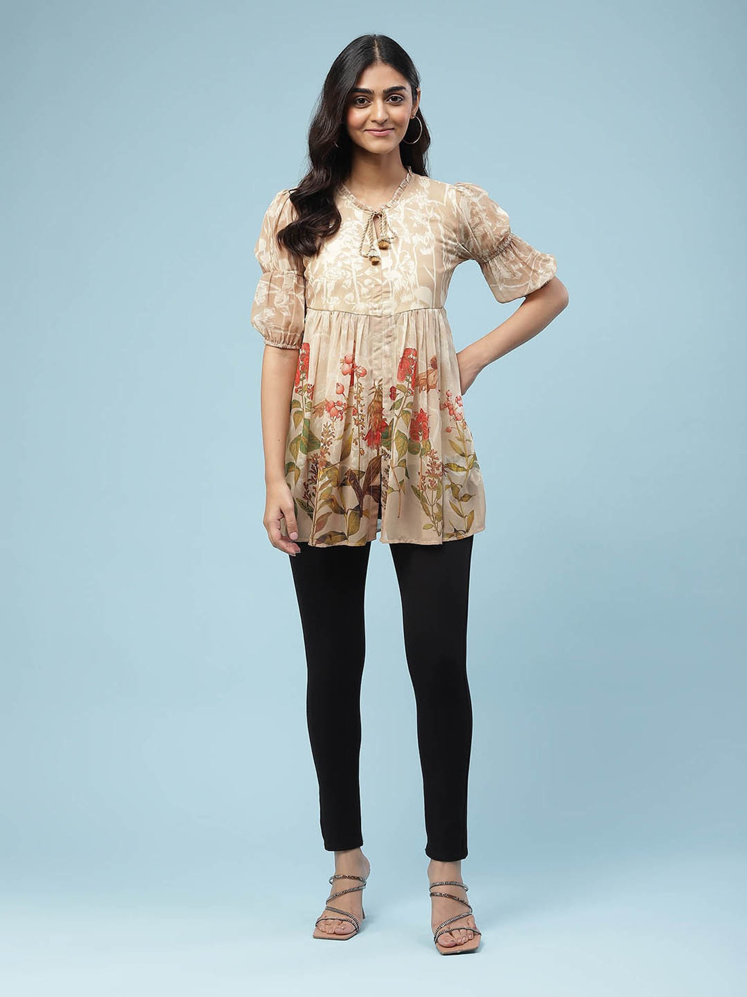 aarke Ritu Kumar Beige Floral Top
