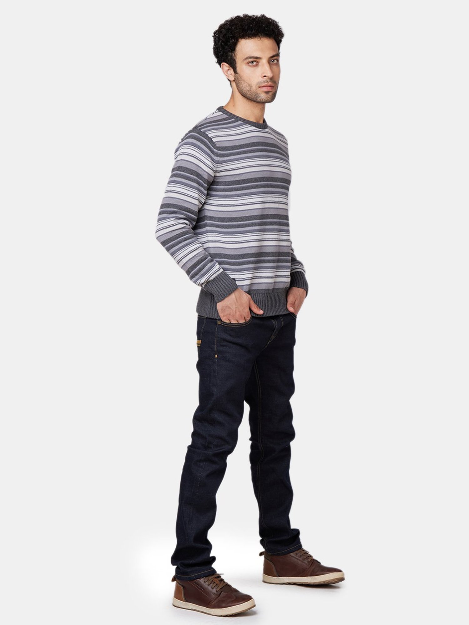 Royal Enfield Multicolor Striped Full Sleeves Sweater