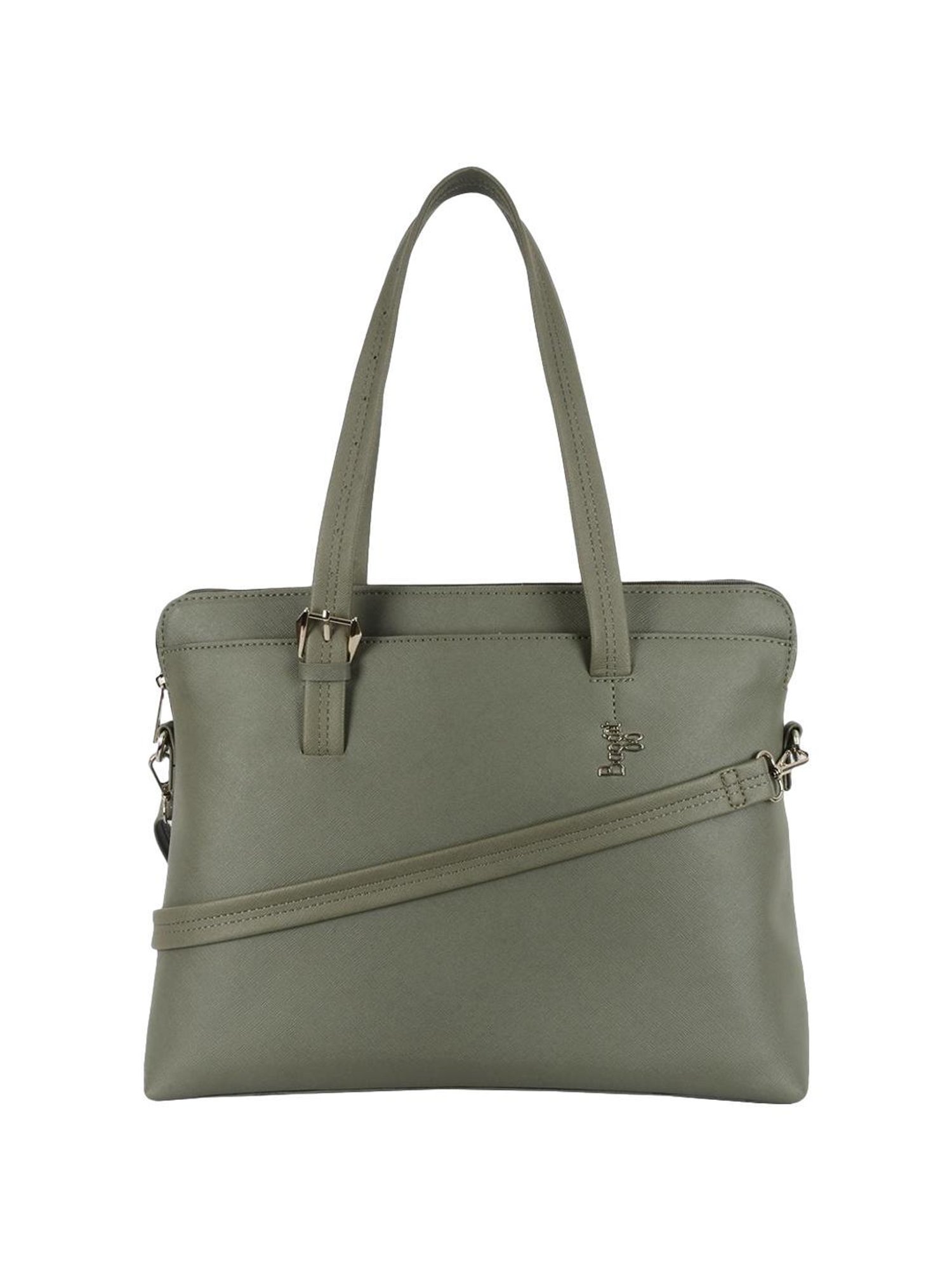 Baggit Bold Valori Green PU Solid Laptop Messenger Bag