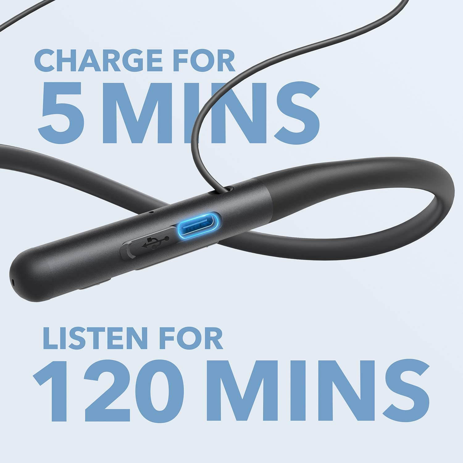 Anker Soundcore Life U2 Bluetooth Neckband Headphones with 24 H Playtime, 10 mm Drivers, Crystal-Clear Calls with CVC 8.0 Noise Cancelling Mic, USB-C Fast Charging, Foldable & Lightweight Build