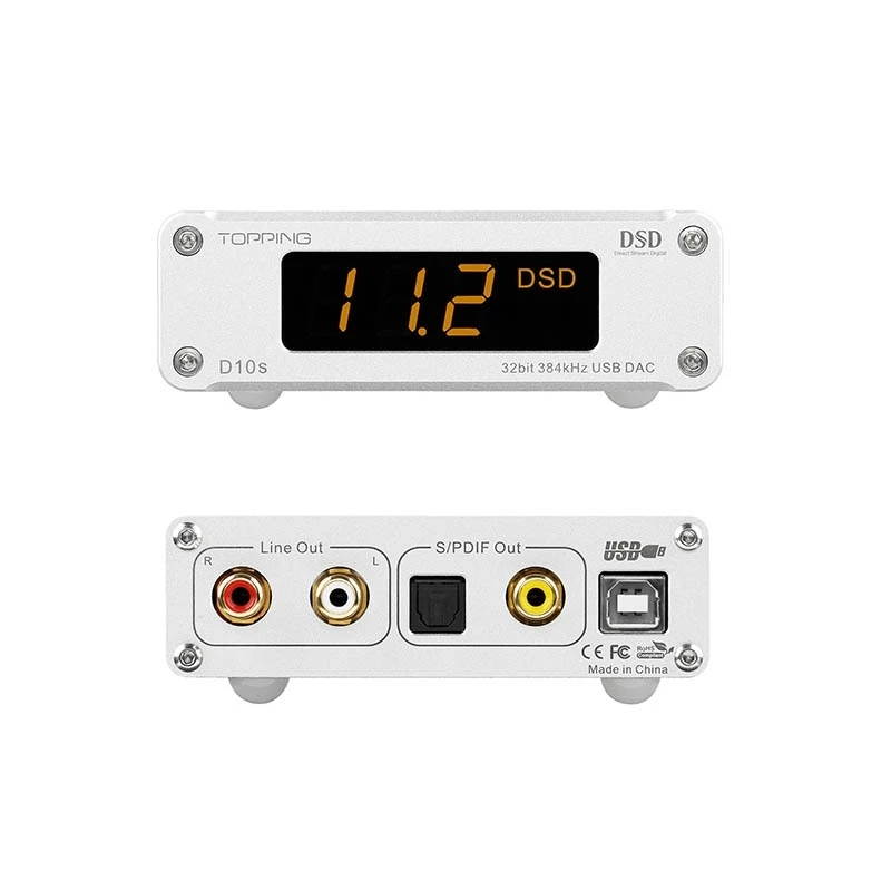 TOPPING D10S Digital USB DAC XMOS XU208 ES9038Q2M PCM384KHz DSD256 HIFI Audio Decoder-Black