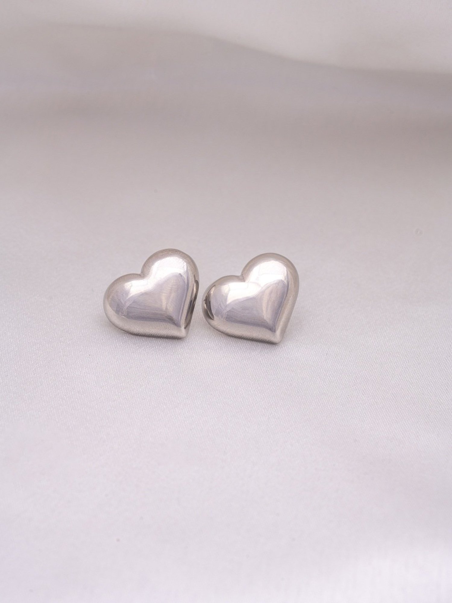 Perfectly Average Heart Shaped Studs Silver