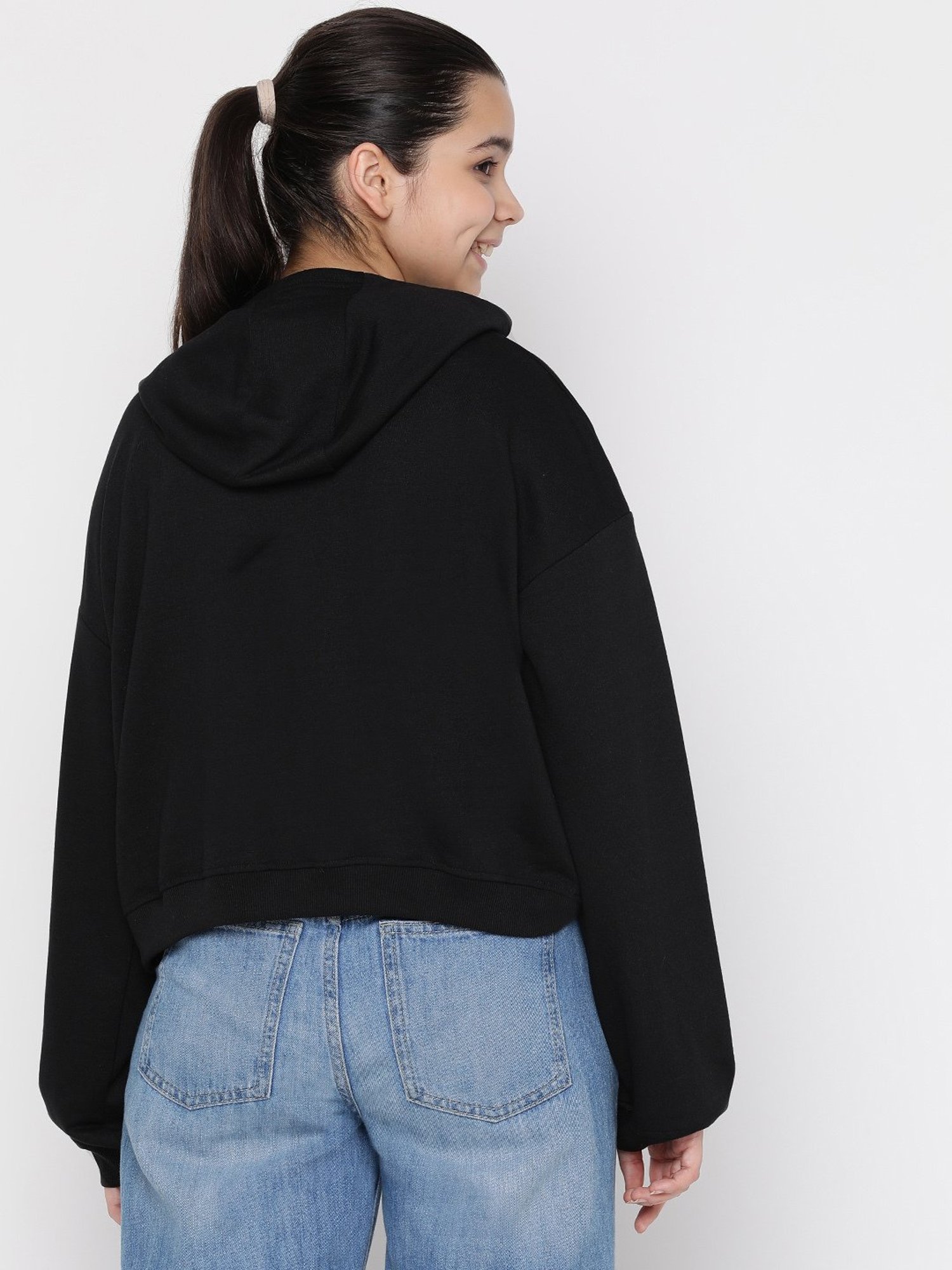 Lil Tomatoes Kids Black Solid Full Sleeves Sweatshirt