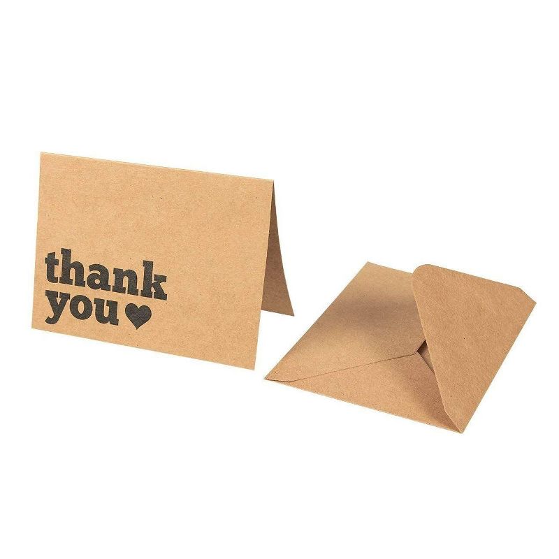 120-Count Thank You Cards with Envelopes, Brown Kraft Paper, Bulk Value Pack, Ideal for Any Occasions, Business, Wedding, 3.5" x 5"