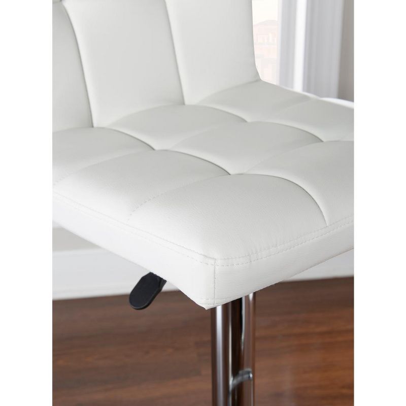 Powell White Quilted Faux Leather & Chrome Adjustable Height Bar Stool