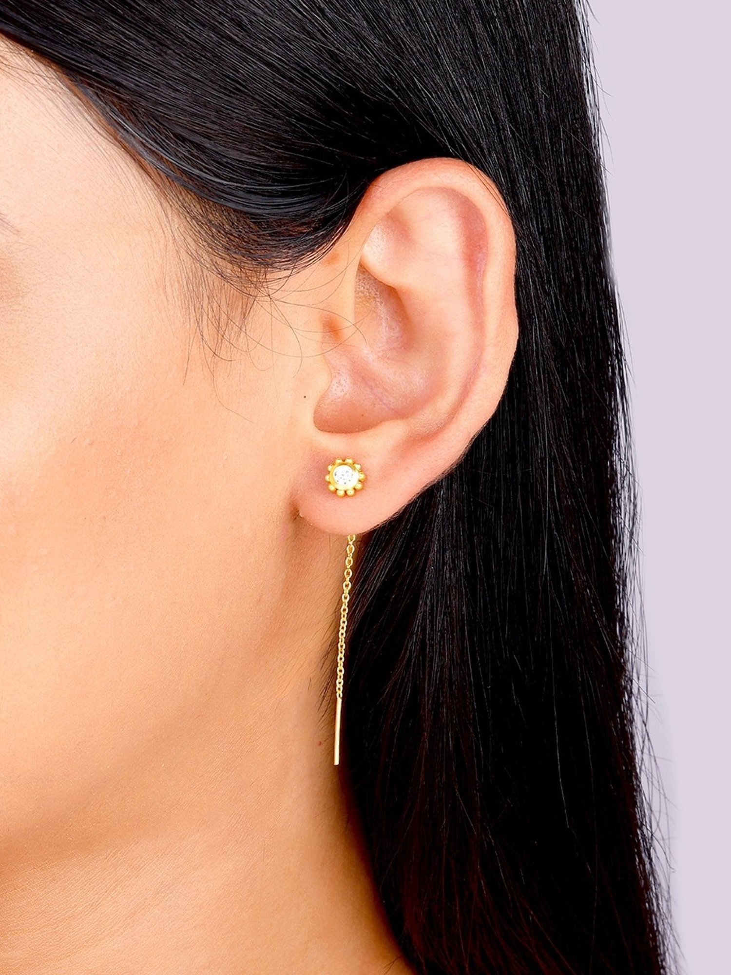 GIVA 92.5 Sterling Silver Bold Bling Sui-Dhaga Earrings for Women