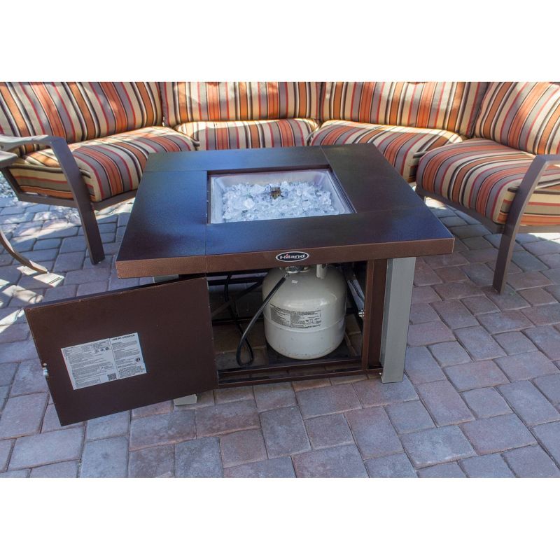 Square Powder Coated Steel Propane Fire Pit - Brown - AZ Patio Heaters