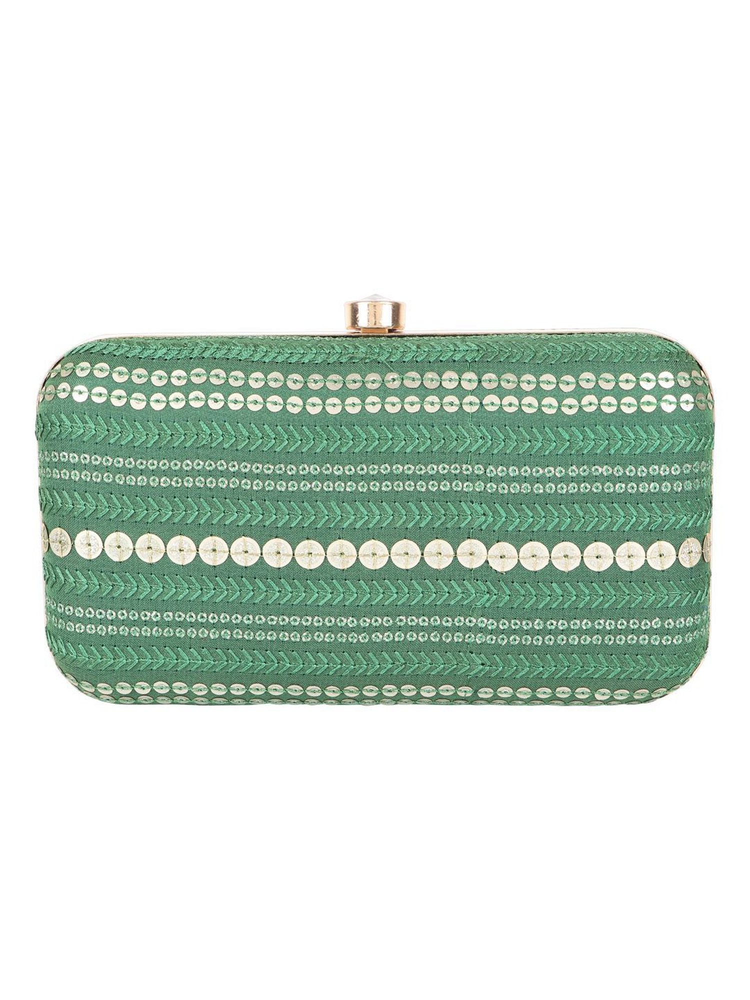 Horra Green Embellished Clutch