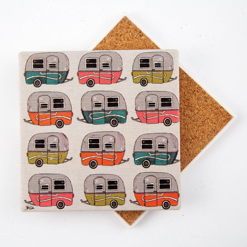 Thirstystone Happy Camper Pattern Coaster Set of 4