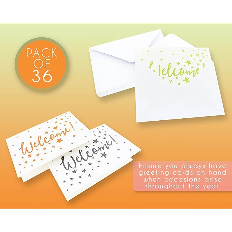 Assorted Pack Welcome Note Cards Bulk Box Set Blank on The Inside 6 Colorful Star Pattern Designs Includes Greeting Cards and Envelopes 4 x 6 Inches